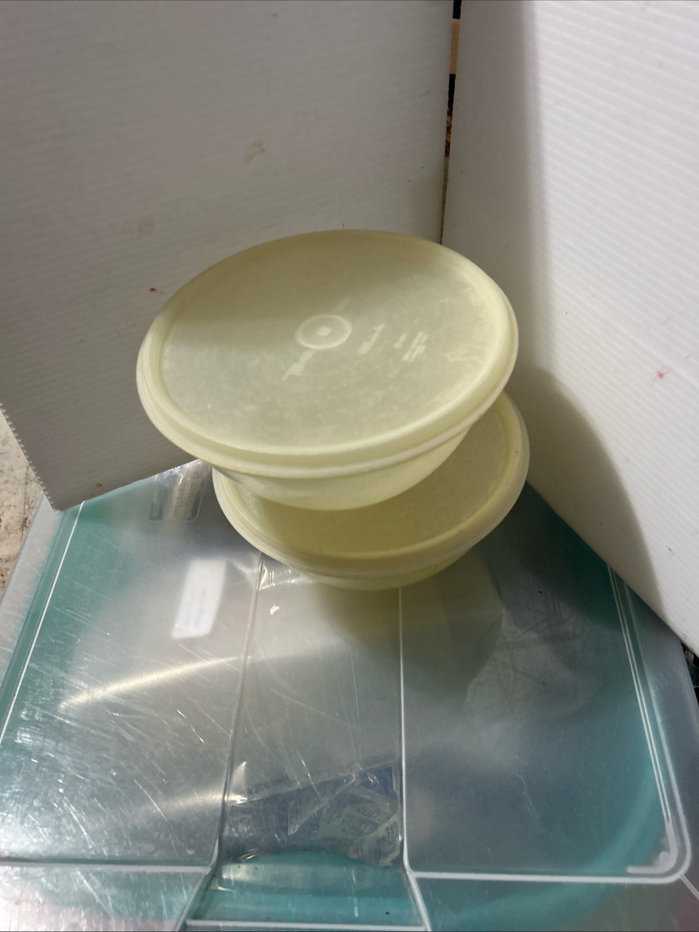 Set of Two Round Food Storage Containers in Pale Yellow